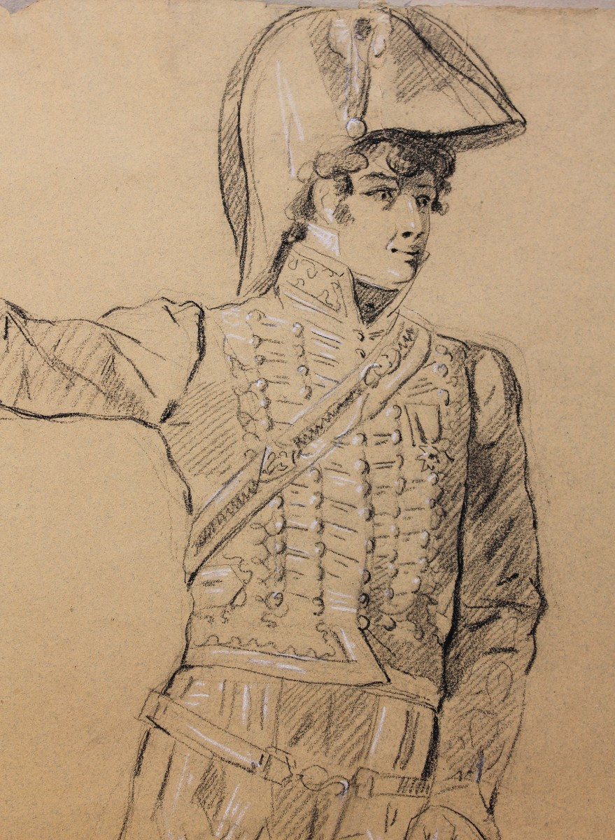 Philibert De Ranchicourt - Ritratto di ufficiale in piedi - Disegno - Firmato-photo-2