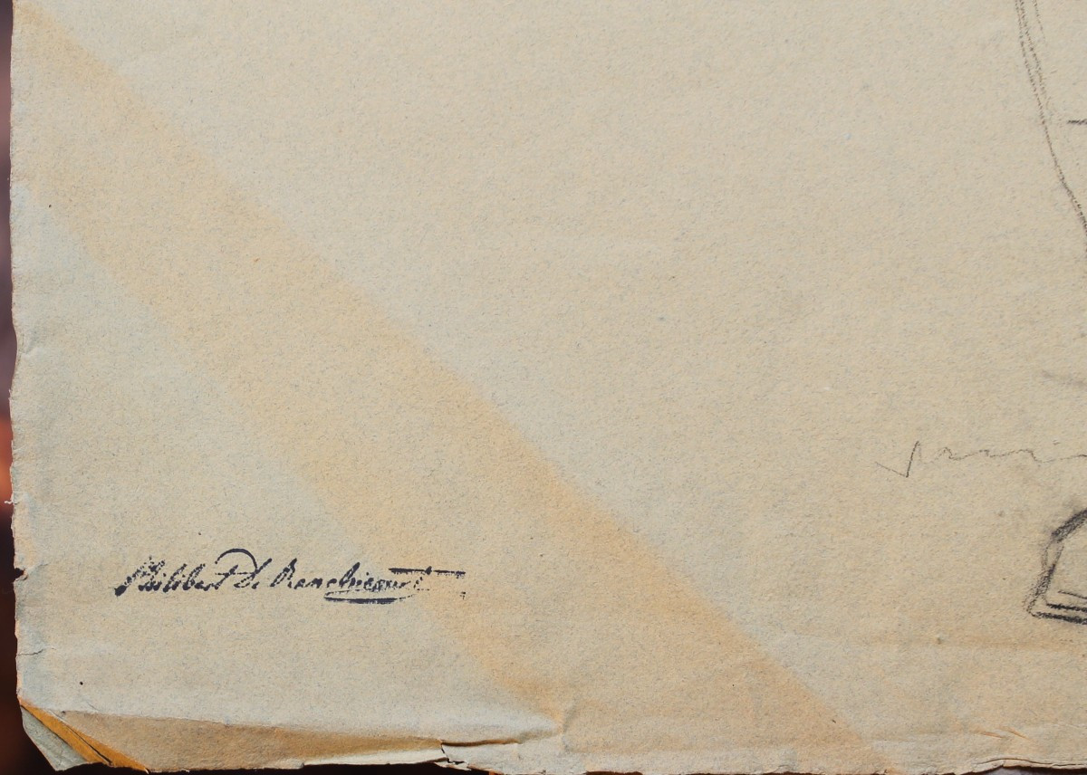 Philibert De Ranchicourt - Ritratto di ufficiale in piedi - Disegno - Firmato-photo-3