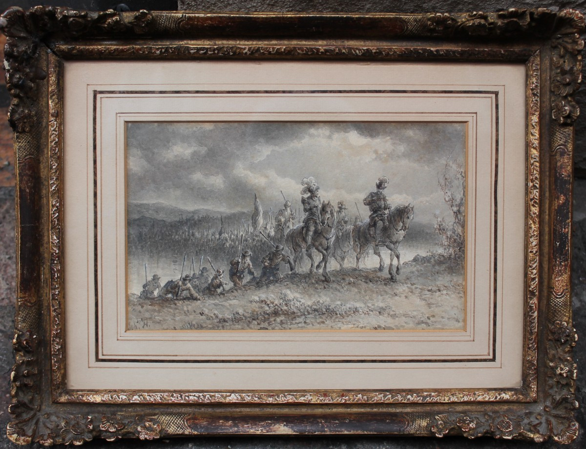 Johannes HILVERDINK - L'esercito in viaggio - Disegno acquarello - firmato-photo-2