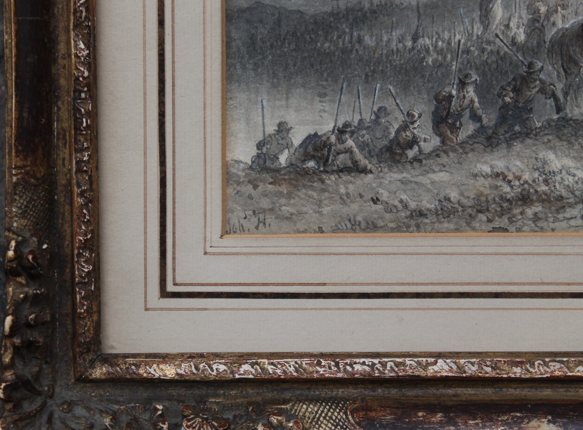 Johannes HILVERDINK - L'esercito in viaggio - Disegno acquarello - firmato-photo-3
