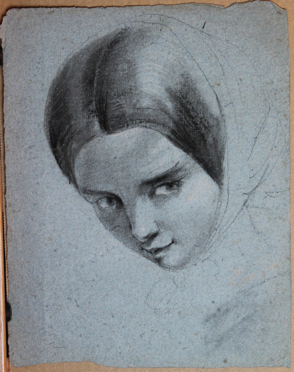 Alfonso Savini - Bologna - Disegno - Ritratto femminile - Ottocento