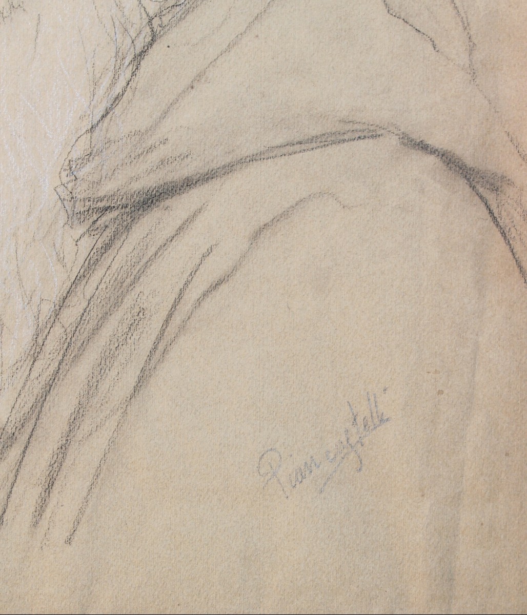 Giovanni Piancastelli - Ritratto maschile - Disegno - Firmato - Bologna - Roma - Ottocento-photo-2
