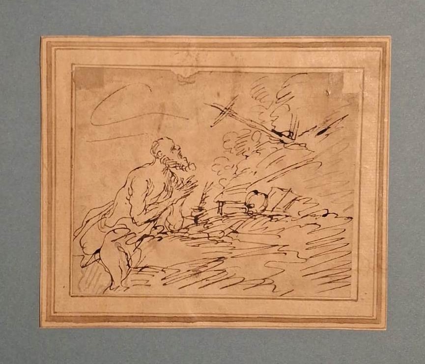 Disegno a penna - Scuola italiana - XVII secolo - San Gerolamo-photo-2