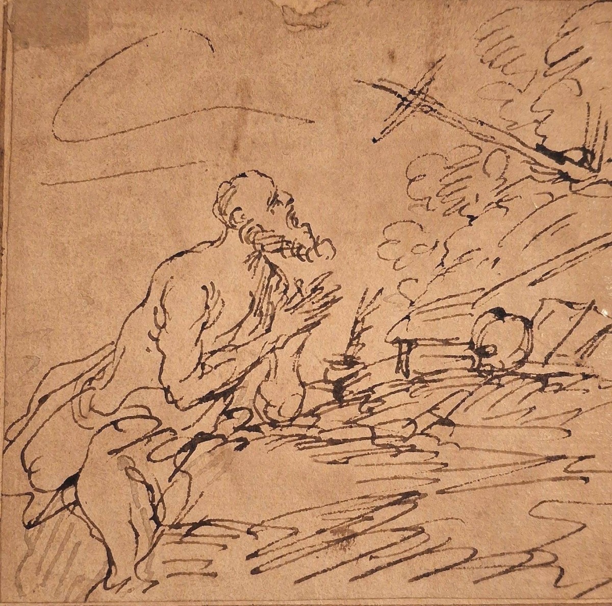 Disegno a penna - Scuola italiana - XVII secolo - San Gerolamo