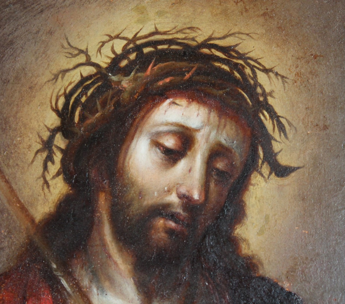 Olio su rame - Ecce Homo - Cristo coronato di spine - XVII secolo-photo-3
