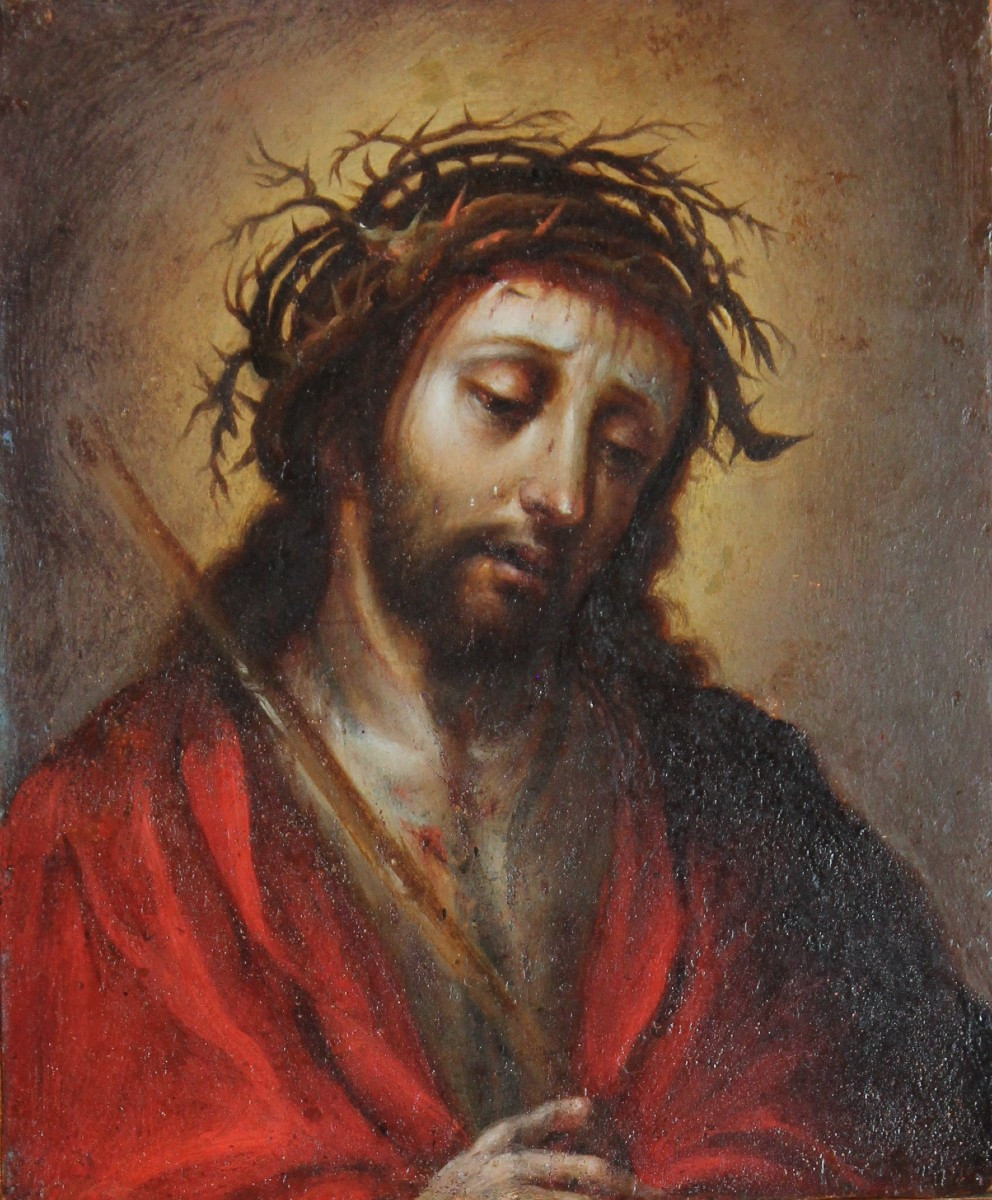 Olio su rame - Ecce Homo - Cristo coronato di spine - XVII secolo-photo-4
