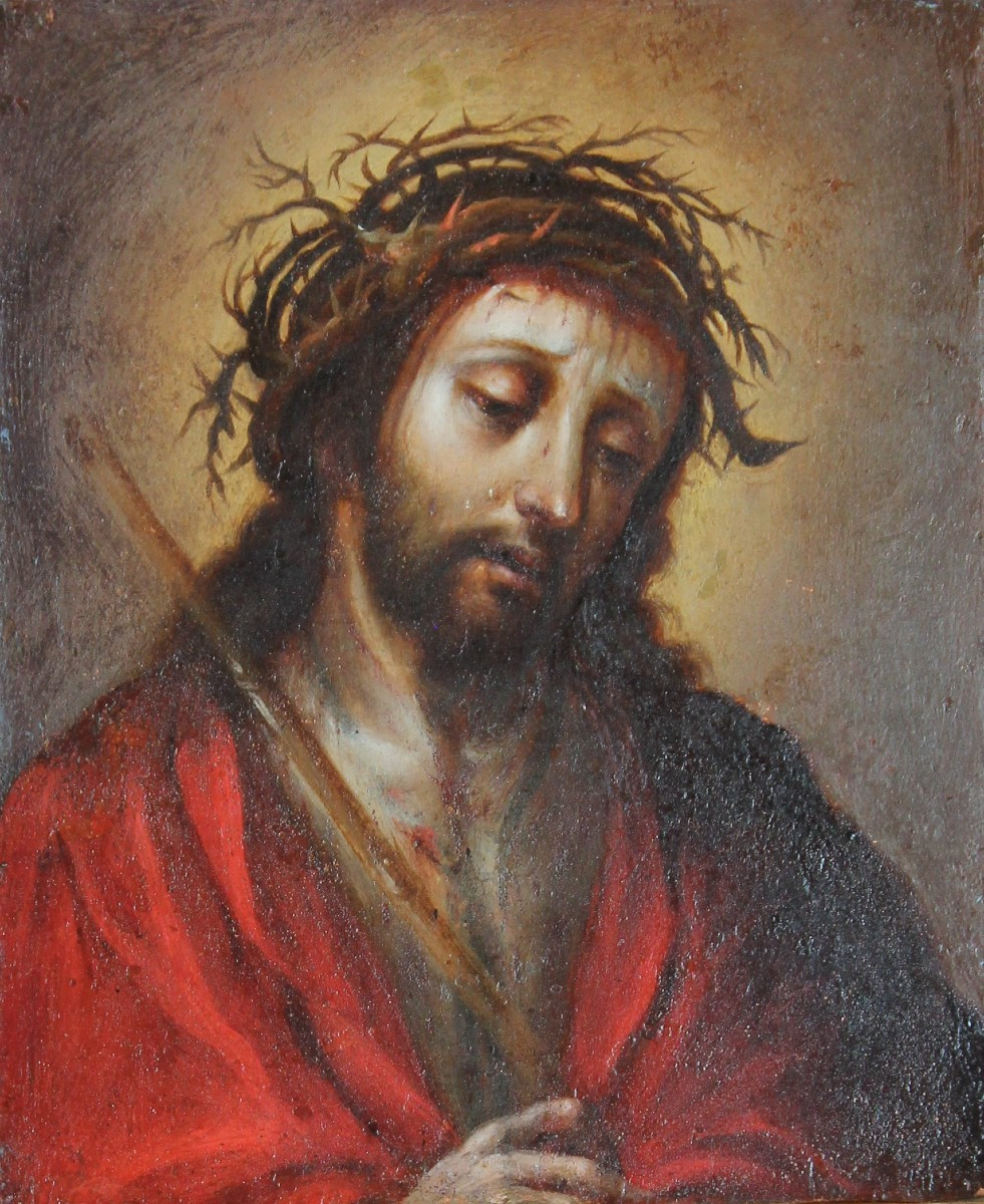 Olio su rame - Ecce Homo - Cristo coronato di spine - XVII secolo