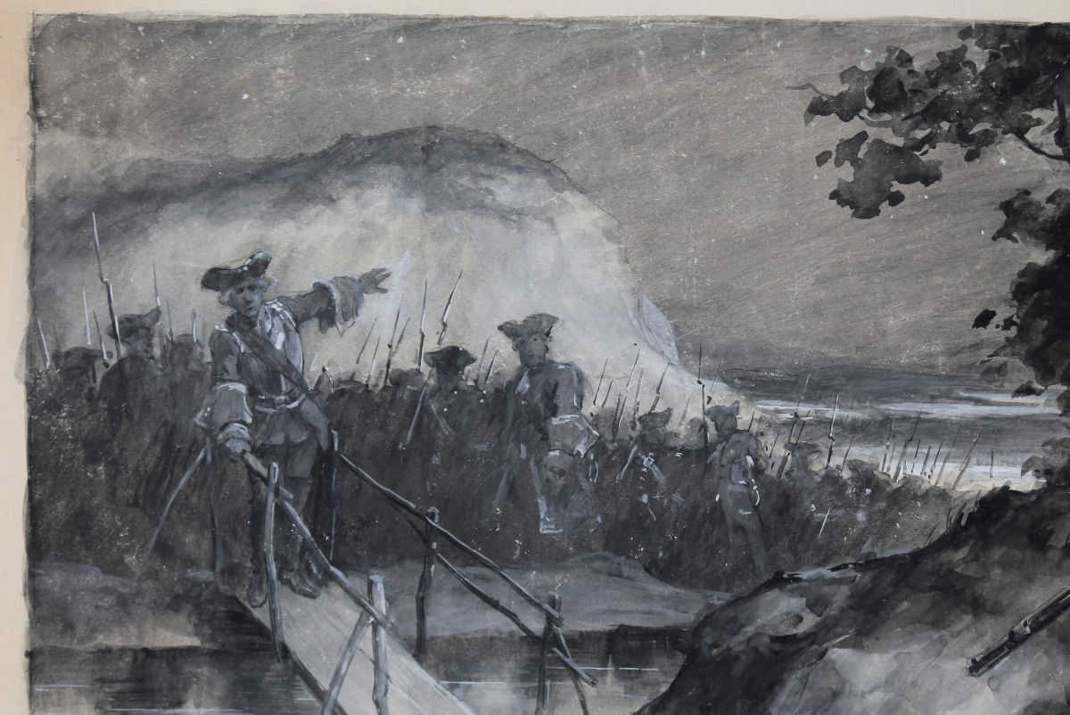 Édouard François Zier - Michel Cabien -  Illustrazione per Le sang Gaulois - Firmato - Acquarel-photo-4