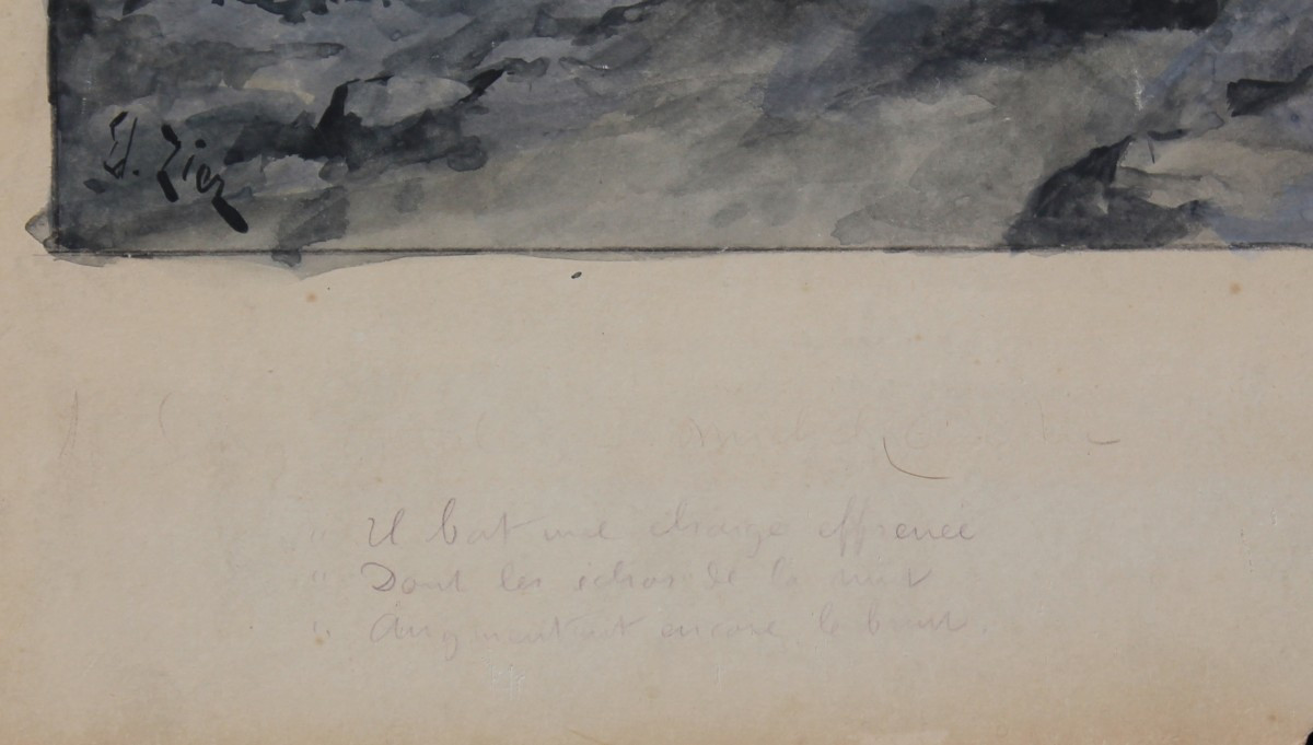 Édouard François Zier - Michel Cabien -  Illustrazione per Le sang Gaulois - Firmato - Acquarel-photo-1