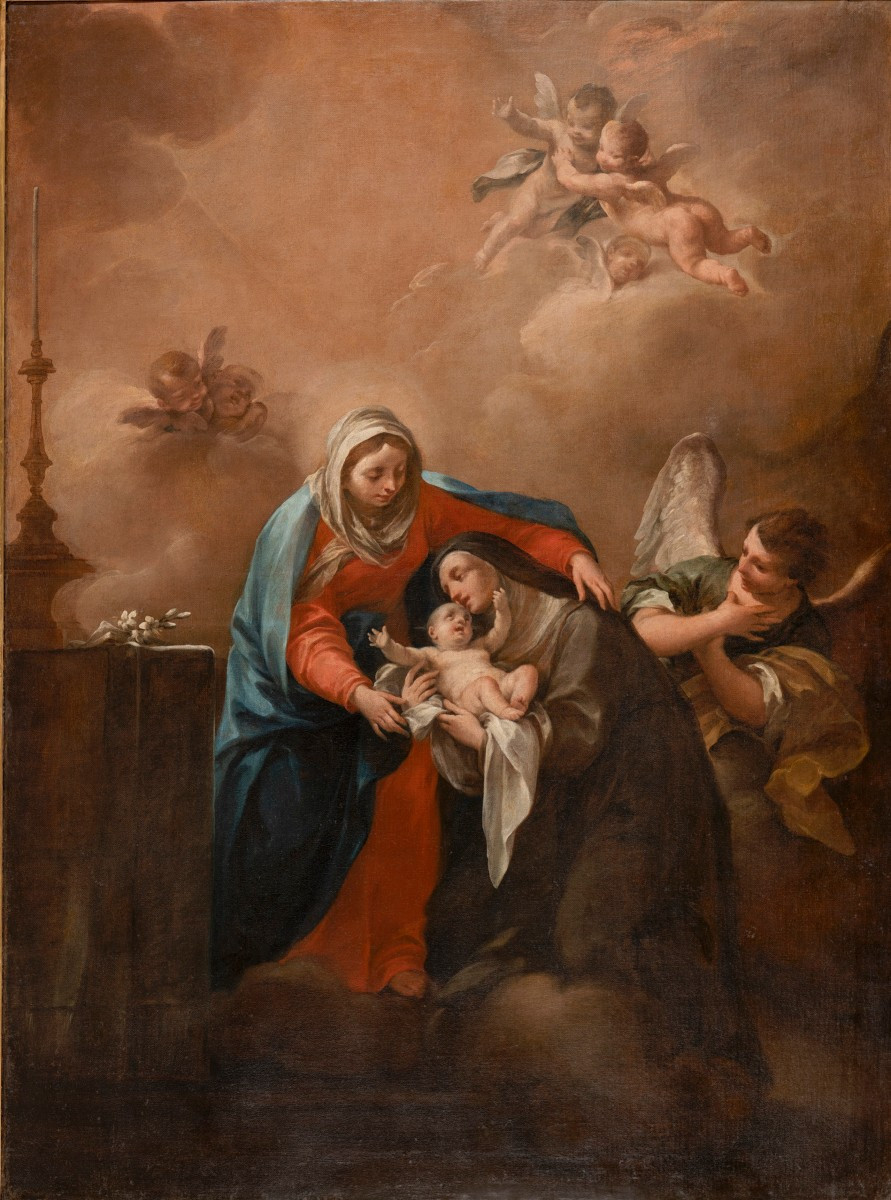 Giuseppe Varotti - Bologna - Firmato - Madonna Bambino Santa Caterina Vigri e un angelo