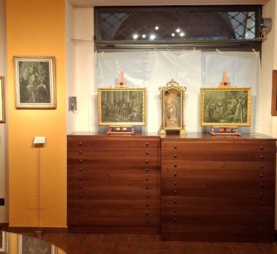 Giuseppe Varotti - Bologna - olio monocromo su carta - Il giudizio di Salomone - Settecento-photo-2