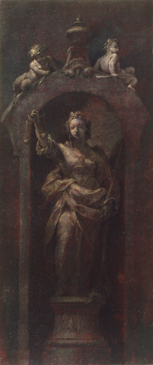 Giuseppe Varotti - Bologna - olio monocromo su carta – Allegoria della Giustizia