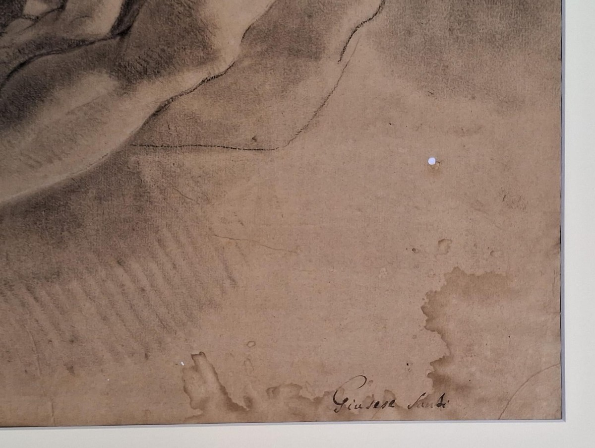 GIUSEPPE SANTI - DISEGNO - ACCADEMIA DI NUDO MASCHILE - FIRMATO - GANDOLFI - BOLOGNA-photo-2