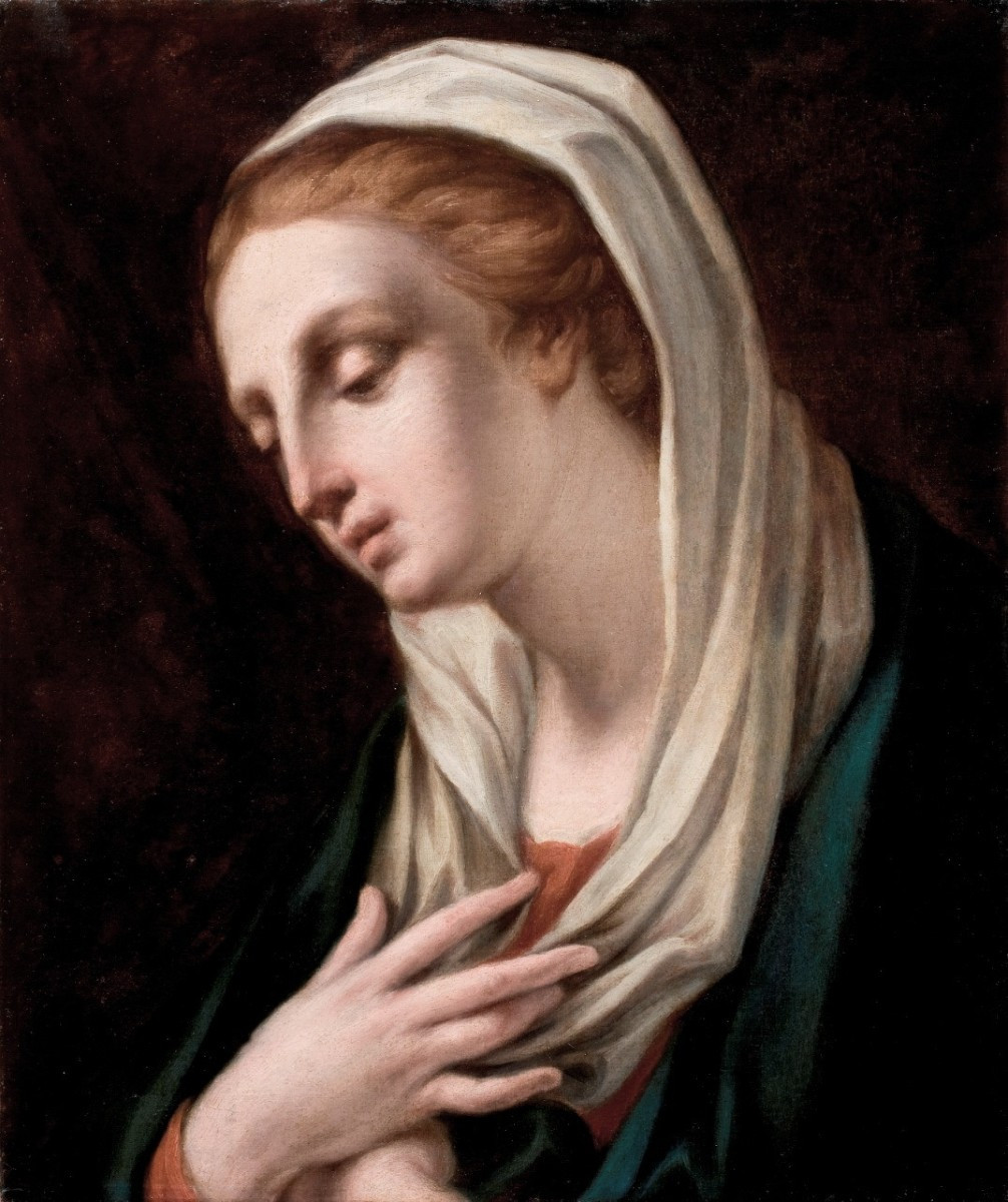 Giuseppe Varotti - Bologna - olio su prima tela – Madonna in meditazione – Cornice antica