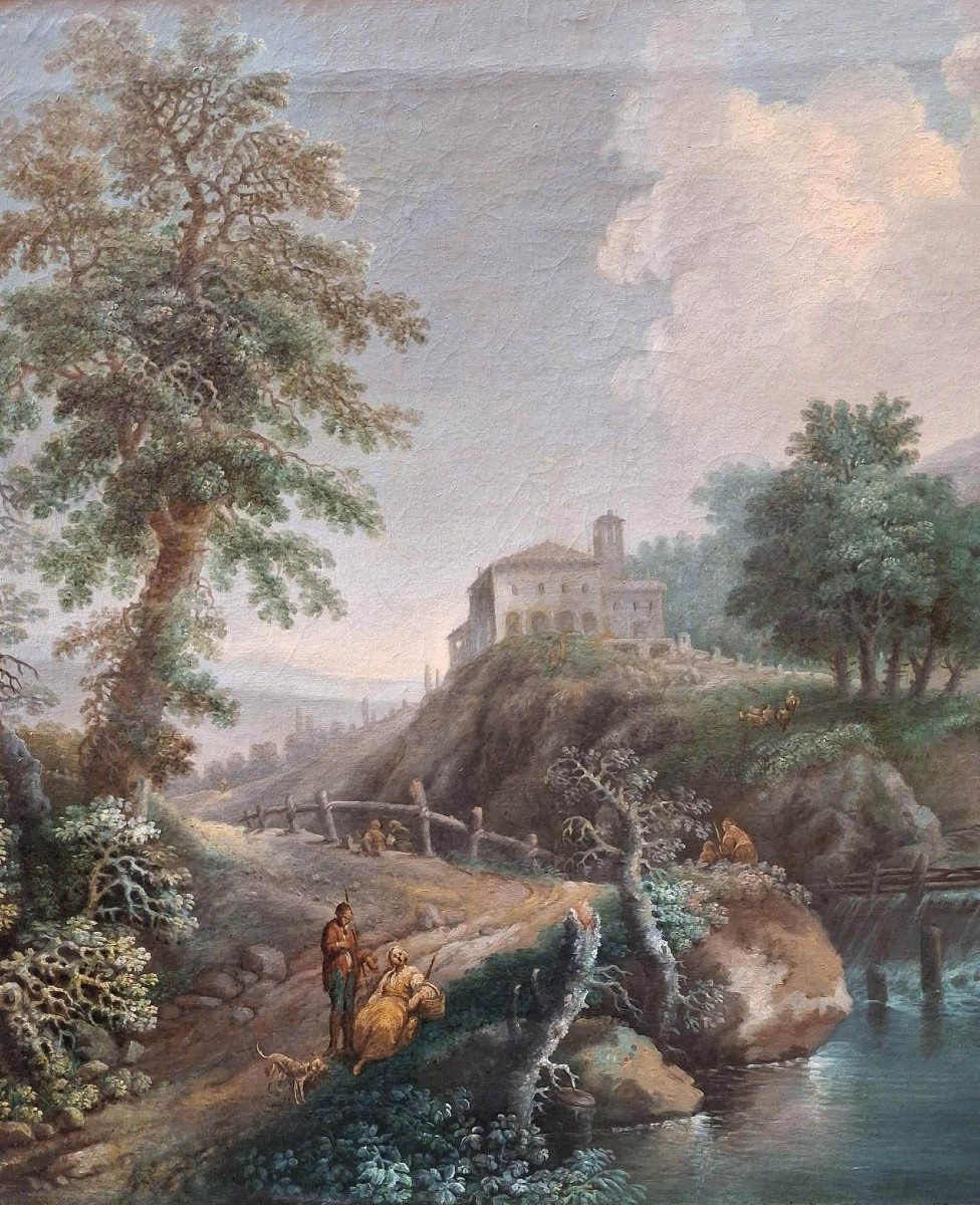 Carlo Lodi - Bologna - Paesaggio - Olio su prima tela nella sua cornice originale d'epoca-photo-4