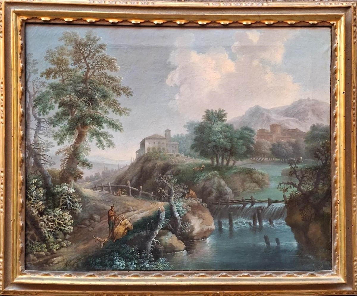 Carlo Lodi - Bologna - Paesaggio - Olio su prima tela nella sua cornice originale d'epoca-photo-2