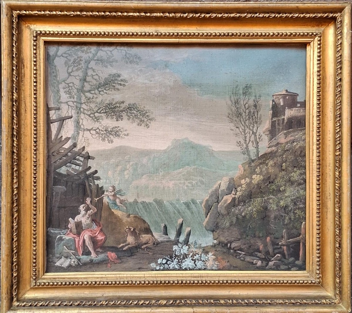 Nicola Bertuzzi - Bologna - Paesaggio con san Gerolamo - Tempera su prima tela - Ancona-photo-2