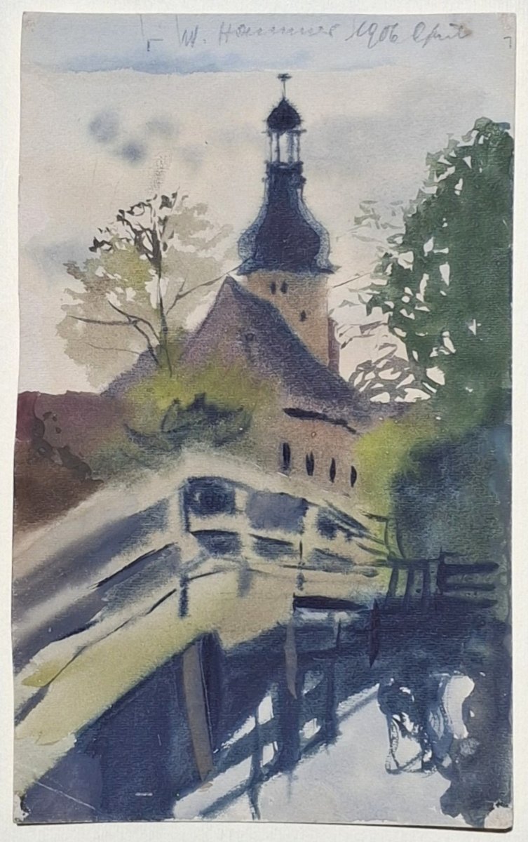 Hammer Julius Walter (1873 - 1922) - Makkleeberg  - Acquarello firmato e datato 1906