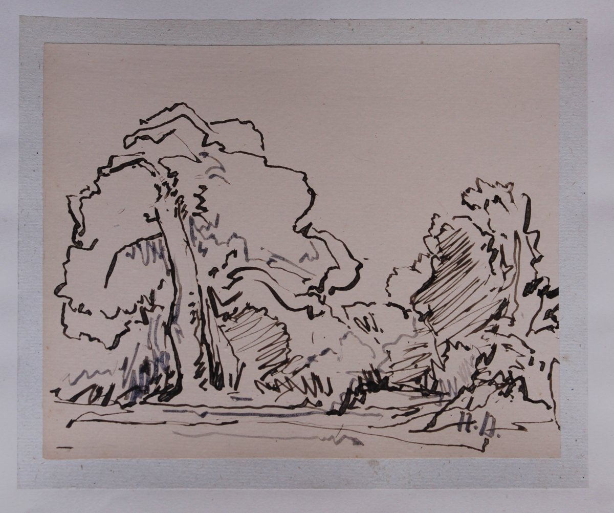 Narcisse Diaz de La Pena - Barbizon - 3 disegni di paesaggio-photo-4