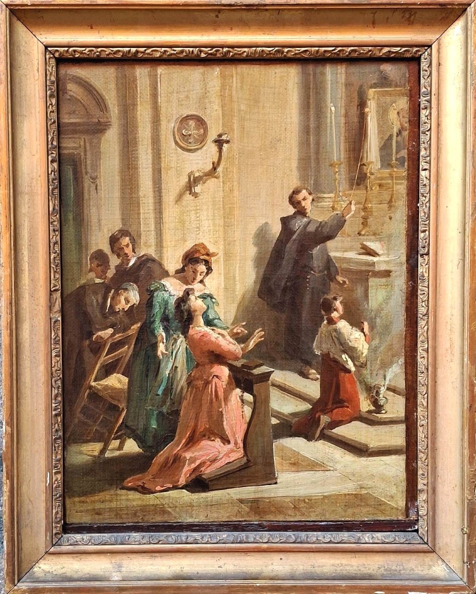 copia con episodi di Frati passionisti - Olio su prima tela - Ottocento-photo-2