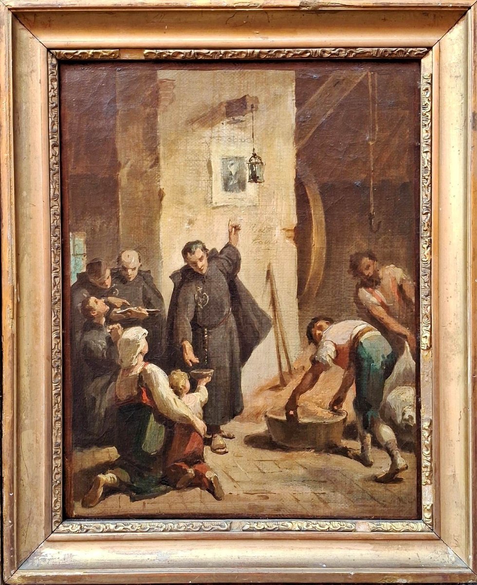 copia con episodi di Frati passionisti - Olio su prima tela - Ottocento-photo-3