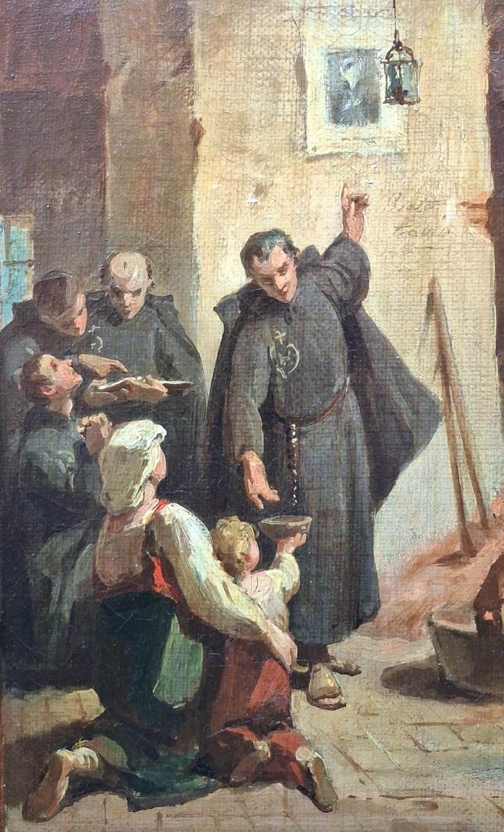copia con episodi di Frati passionisti - Olio su prima tela - Ottocento-photo-4