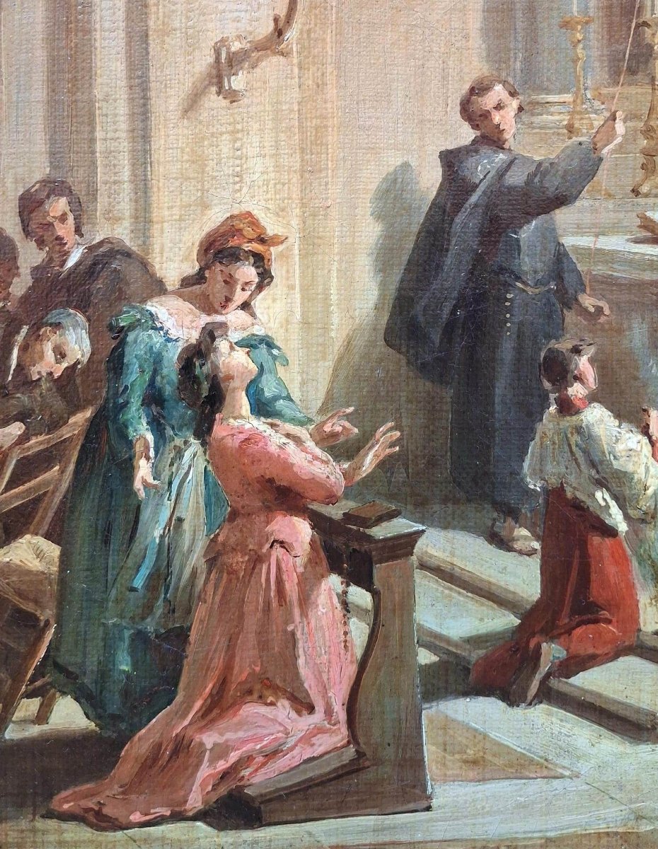 copia con episodi di Frati passionisti - Olio su prima tela - Ottocento-photo-1