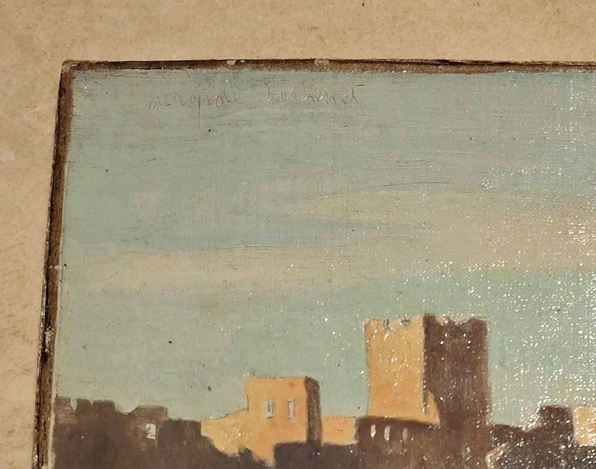 Henri Dutzschold - olio su carta - Acrocoli di Atene - firmato - allievo di Gerome-photo-2