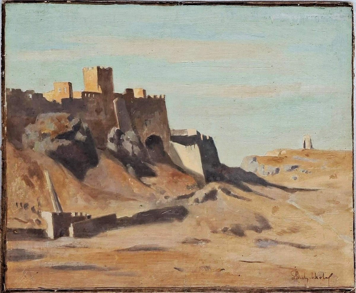 Henri Dutzschold - olio su carta - veduta orientalista - firmato - allievo di Gerome