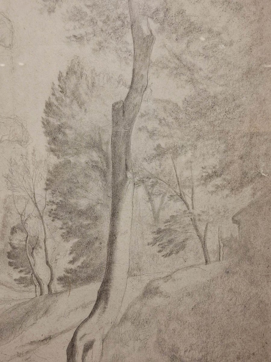 Jean Achille Benouville - Paesaggio - Disegno - Ottocento - XIX secolo-photo-3