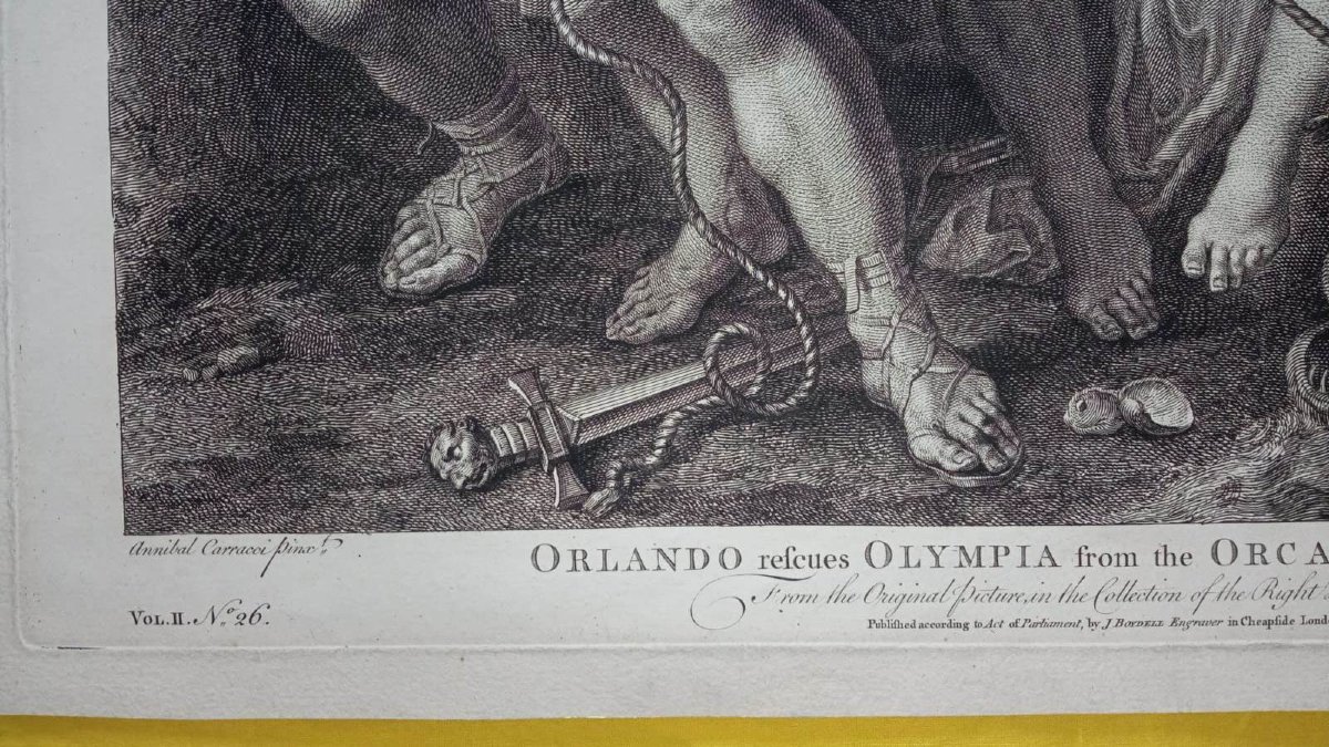 Francesco Bartolozzi - Orlando salva Olympia - Incisione Acquaforte e bulino originale-photo-2