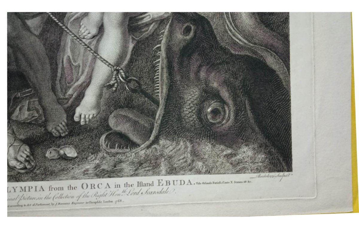 Francesco Bartolozzi - Orlando salva Olympia - Incisione Acquaforte e bulino originale-photo-3