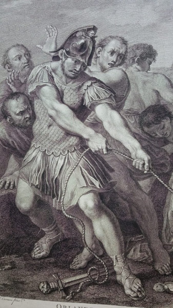 Francesco Bartolozzi - Orlando salva Olympia - Incisione Acquaforte e bulino originale-photo-1