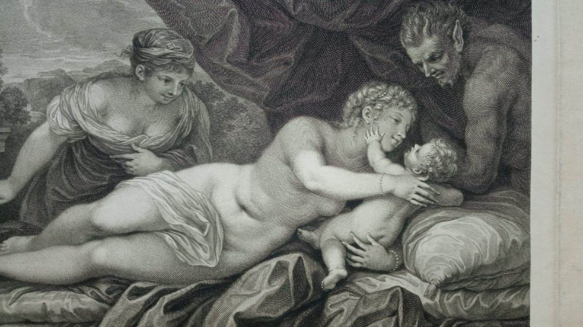 Francesco Bartolozzi - Venere Cupido e Satiro - Incisione Originale  Acquaforte e bulino-photo-2