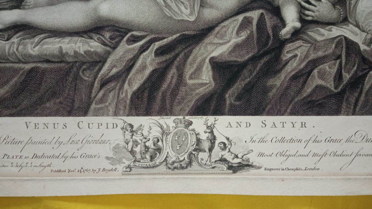 Francesco Bartolozzi - Venere Cupido e Satiro - Incisione Originale  Acquaforte e bulino-photo-3