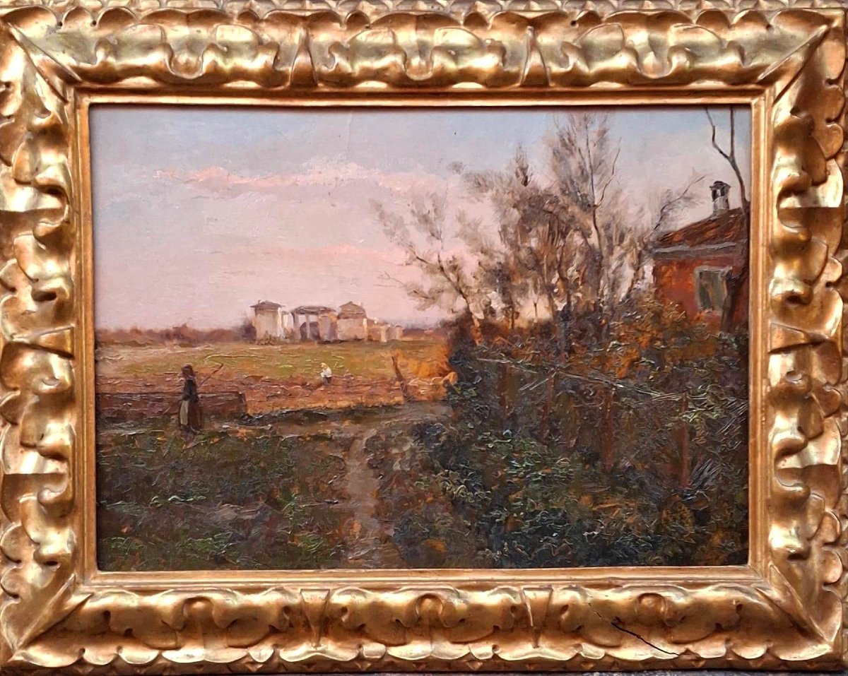 Nino Bertocchi - Paesaggio - Olio su cartone - Firmato datato 1920-photo-1