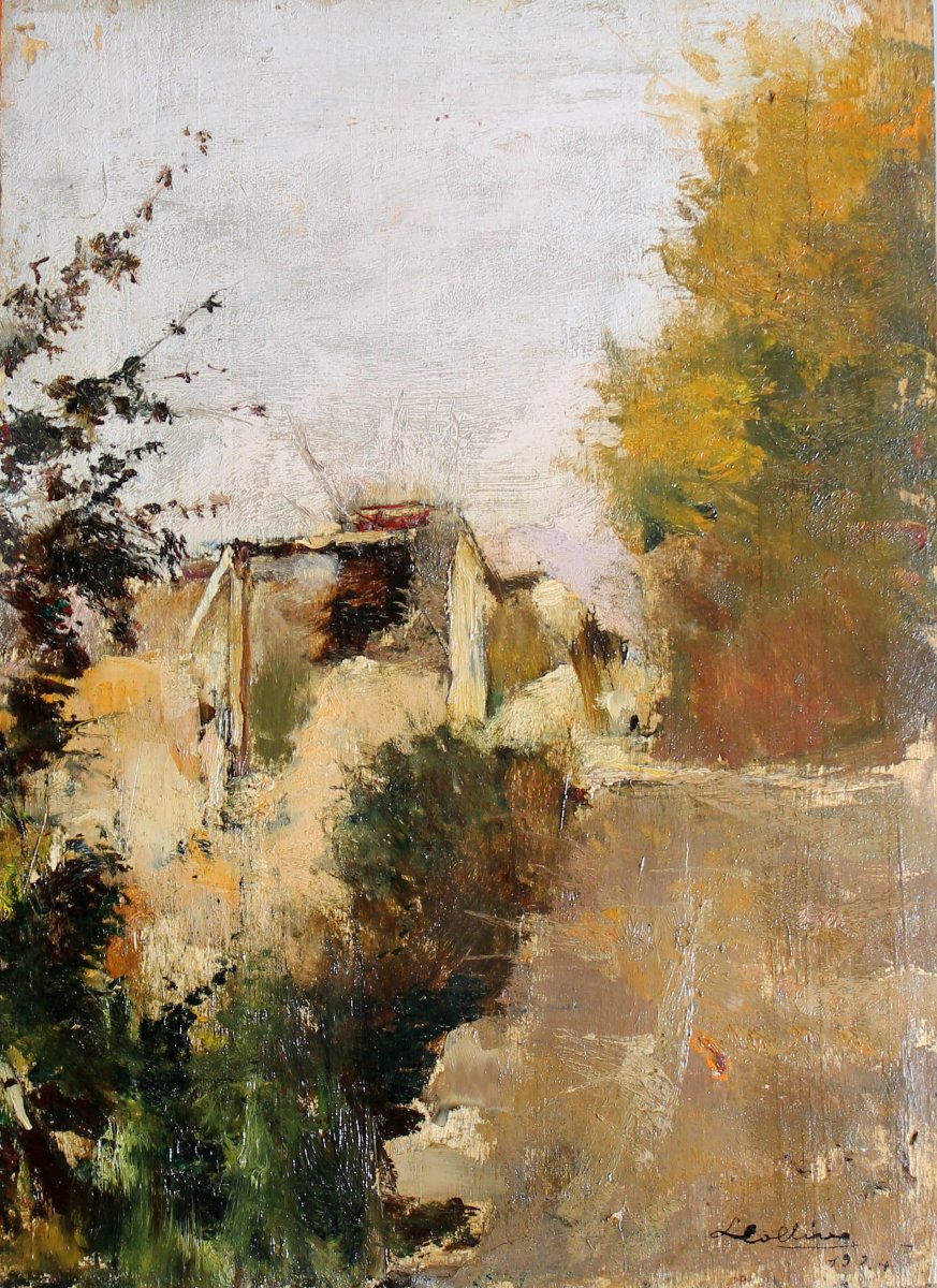 Lea Colliva - Bologna - Paesaggio appenninico - Firmato e datato 1924