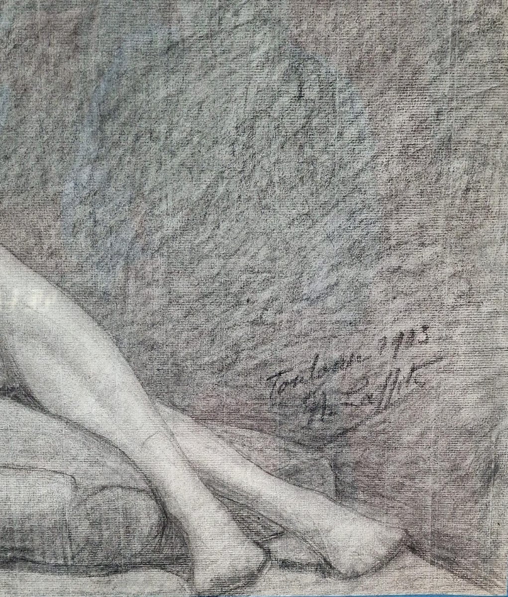 Henri Laffite - Disegno - Firmato Datato 1903 - Nudo di giovane donna-photo-3