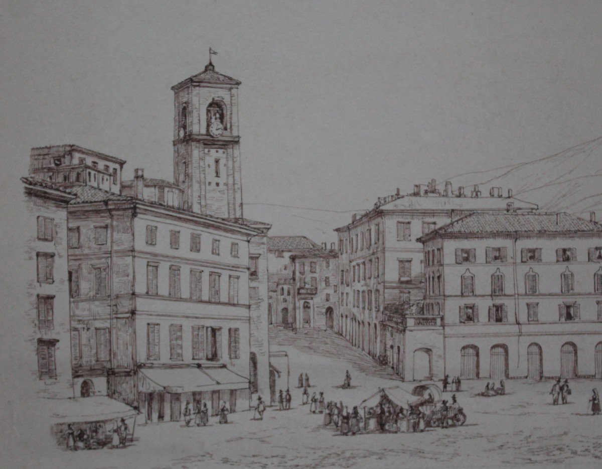 Veduta di Sondrio - Disegno - XIX secolo-photo-3