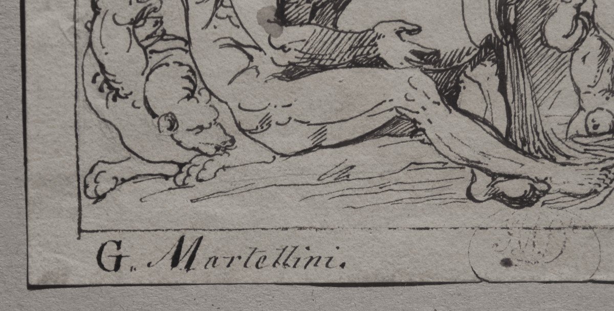 Gaspare Martellini - Artista Neoclassico -Disegno - XIX secolo - Il battesimo di Achille-photo-2