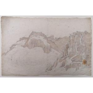 Felice Storelli (1778 - 1854) Attr.  Coppia di disegni  Veduta di Taormina