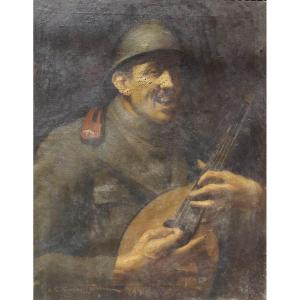 Alcide Davide Campestrini (Trento 1863 - Milano 1940) Canta che la passa - Soldato - Firmato