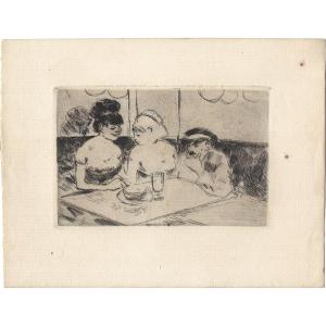 Jean Louis Forain - Maison Close  (acquaforte rifiutata) - Belle epoque - Parigi - Montmartre