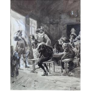 Charles Delort  per il Capitan Fracassa di Gautier Penna Inchiostro Firmato