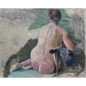 Artista francese del XX secolo - Nudo femminile di schiena