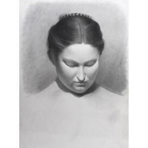 Artista Francese del XX secolo - Ritratto di donna - Disegno