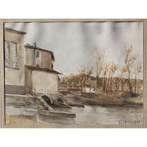 Angelo Caviglioni - Paesaggio -  Acquarello - Firmato - Futurismo