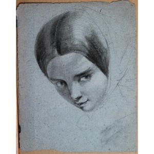 Alfonso Savini - Bologna - Disegno - Ritratto femminile - Ottocento