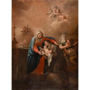 Giuseppe Varotti - Bologna - Firmato - Madonna Bambino Santa Caterina Vigri e un angelo