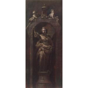 Giuseppe Varotti - Bologna - olio monocromo su carta – Allegoria della Giustizia